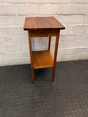 Tall Wooden Occasional Side Table with Shelf — Good Condition
