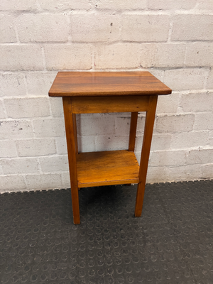 Tall Wooden Occasional Side Table with Shelf — Good Condition