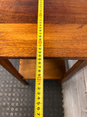 Tall Wooden Occasional Side Table with Shelf — Good Condition