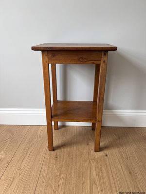 Tall Wooden Occasional Side Table with Shelf — Good Condition