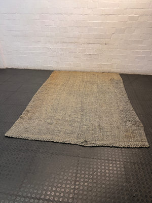 Textured Natural Fibre Woven Area Rug — Well Used Condition