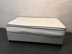 Three-Quarter Flippable Mattress and Grey Base Set — Great Condition