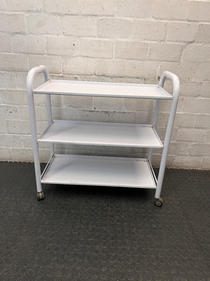 Three-Tier Industrial Metal Utility Trolley on Wheels