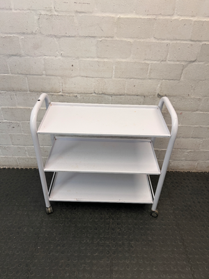 Three-Tier Industrial Metal Utility Trolley on Wheels
