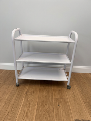 Three-Tier Industrial Metal Utility Trolley on Wheels