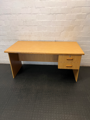 Timber-Look Office Desk with 2 Drawers - Visible Wear - 2ndhandwarehouse.com