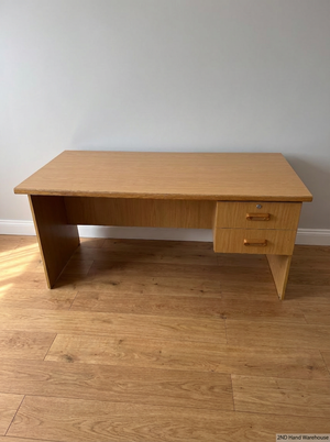 Timber-Look Office Desk with 2 Drawers - Visible Wear - 2ndhandwarehouse.com