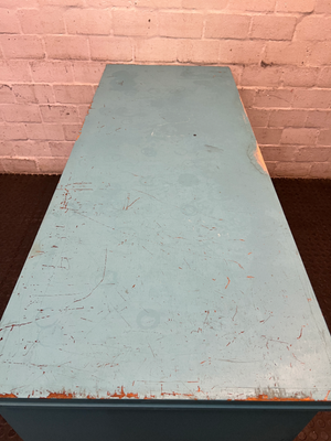 Turquoise Wooden Writing Desk — Worn Paint Finish