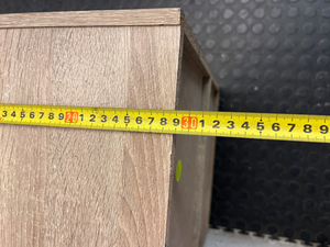 Two-Tier Wood Grain Bedside Table — Visible Surface Wear and Marks