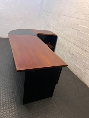 Two-Tone L-Shaped Office Desk with Drawers — Fair Condition with Visible Surface W - 2ndhandwarehouse.com