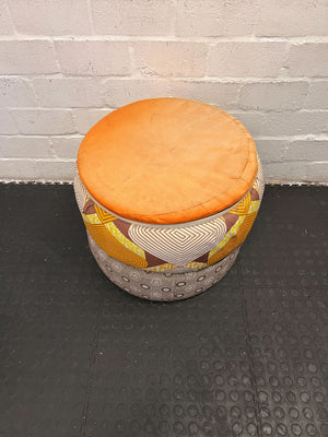 Unique Fabric and Wood Storage Ottoman - Colorful Patterns
