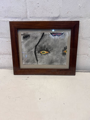 Unique Framed Artistic Print with Dark Wood Frame – Minor Wear - 2ndhandwarehouse.com