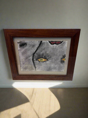 Unique Framed Artistic Print with Dark Wood Frame – Minor Wear - 2ndhandwarehouse.com