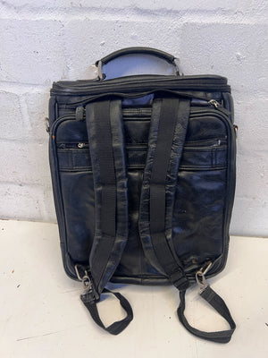 Versatile Black Leather Backpack Briefcase Bag