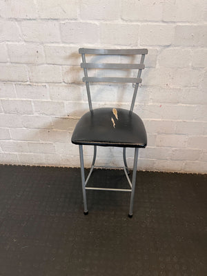 Versatile Grey Metal & Black Seat Chair - Used Condition- Visible damage on the seat