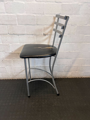 Versatile Grey Metal & Black Seat Chair - Used Condition- Visible damage on the seat