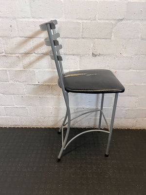 Versatile Grey Metal & Black Seat Chair - Used Condition- Visible damage on the seat