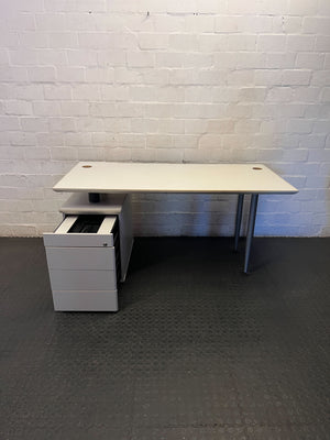 Versatile Grey Office Desk with Integrated 3-Drawer Pedestal - 2ndhandwarehouse.com