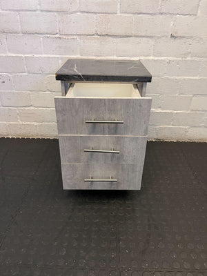 Versatile Grey Wood-Style Nightstand with Black Marble Top - 2ndhandwarehouse.com