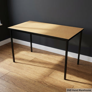 Versatile Wood-Look & Black Metal Desk/Table 137 x 68cm