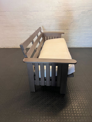 Versatile Wooden Futon Sofa with Cream Cushion