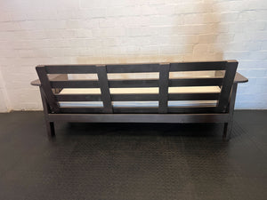 Versatile Wooden Futon Sofa with Cream Cushion