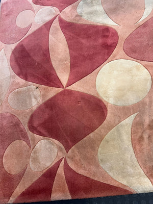 Vibrant Abstract Orange and Beige Area Rug - Minor Wear