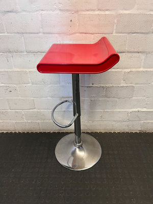 Vibrant Red & Chrome Adjustable Bar Stool - 2ndhandwarehouse.com
