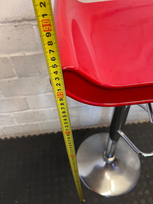 Vibrant Red & Chrome Adjustable Bar Stool - 2ndhandwarehouse.com