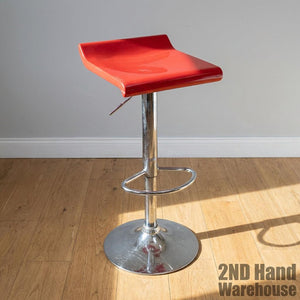 Vibrant Red & Chrome Adjustable Bar Stool - 2ndhandwarehouse.com