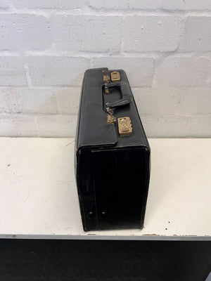 Vintage Black Leather Briefcase with Minor Scratches