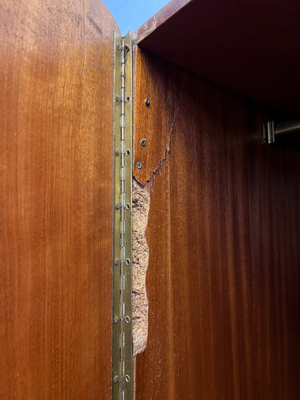 Vintage Curved Wood Wardrobe - Fair Condition (Visible Damage) - 2ndhandwarehouse.com