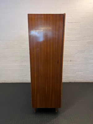 Vintage Curved Wood Wardrobe - Fair Condition (Visible Damage) - 2ndhandwarehouse.com