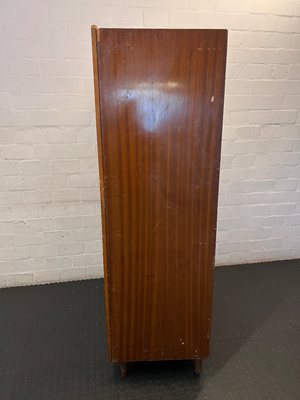 Vintage Curved Wood Wardrobe - Fair Condition (Visible Damage) - 2ndhandwarehouse.com