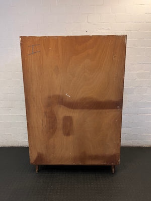 Vintage Curved Wood Wardrobe - Fair Condition (Visible Damage) - 2ndhandwarehouse.com