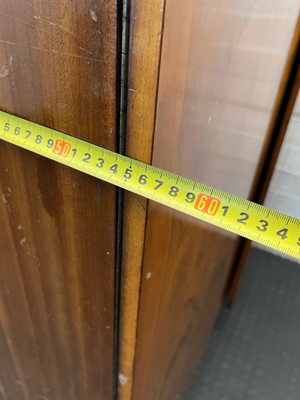 Vintage Curved Wood Wardrobe - Fair Condition (Visible Damage) - 2ndhandwarehouse.com