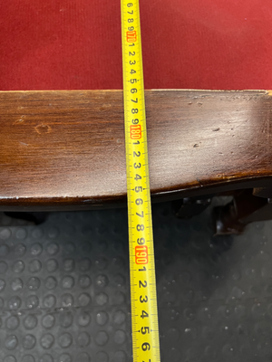 Vintage Dark Wood 3-Seater Sofa in Red - Wear on Armrests - 2ndhandwarehouse.com