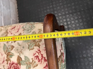 Vintage Dark Wood Lounge Chair with Cane Backrest — Fair Used Condition
