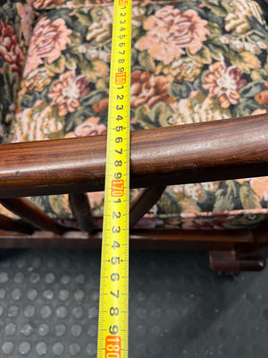 Vintage Floral 3-Seater Couch with Solid Wood Frame