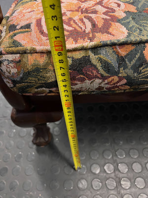 Vintage Floral 3-Seater Couch with Solid Wood Frame