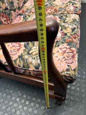 Vintage Floral 3-Seater Couch with Solid Wood Frame