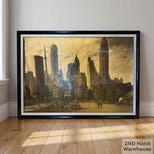 Vintage Framed Cityscape Port Scene Art Print - 2ndhandwarehouse.com