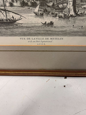 Vintage Framed Lithograph of Cape Town Landscape 50 x 40cm