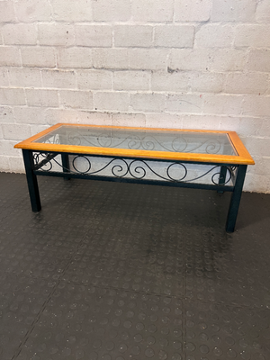 Vintage Metal Scrollwork Coffee Table with Glass Top - Good Condition - 2ndhandwarehouse.com
