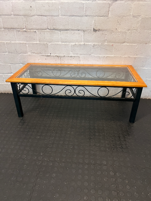 Vintage Metal Scrollwork Coffee Table with Glass Top - Good Condition - 2ndhandwarehouse.com