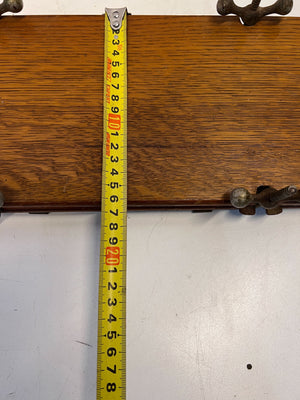 Vintage Oak Folding Table with Metal Clamps – Minor Wear