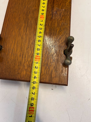 Vintage Oak Folding Table with Metal Clamps – Minor Wear