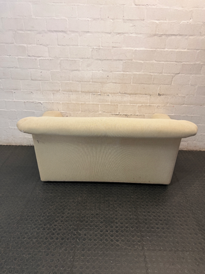 Vintage Off-White Corduroy 2 Seater Couch — Dusty Fabric with Small Water Marks