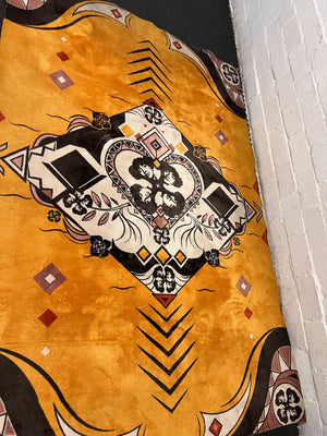 Vintage Orange and Black Geometric Area Rug – Slight Wear - PRICE DROP