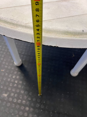 Vintage Oval White Plastic Garden Table with Minor Wear - 2ndhandwarehouse.com
